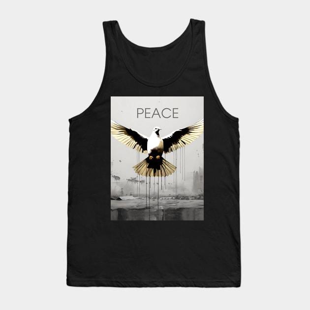 Peace Against Hate: Call for a Peaceful Resolution on a Dark Background Tank Top by Puff Sumo